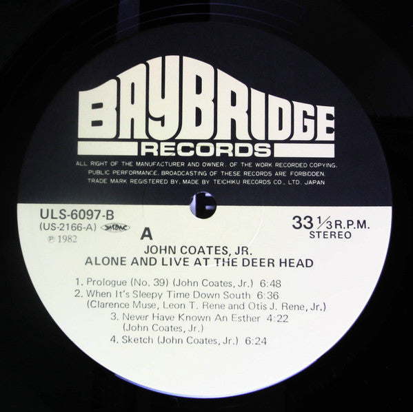 John Coates, Jr - Alone And Live At The Deer Head (LP, Album, RE)