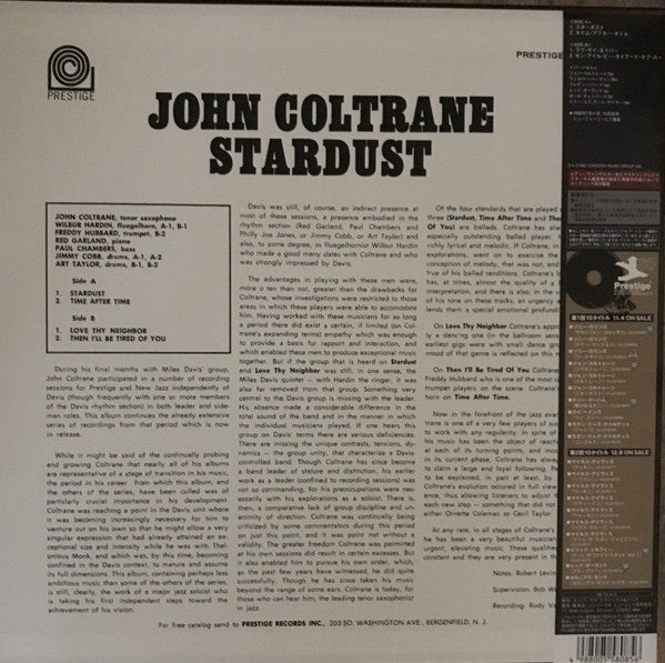 John Coltrane - Stardust (LP, Album, RE, RM, 200)