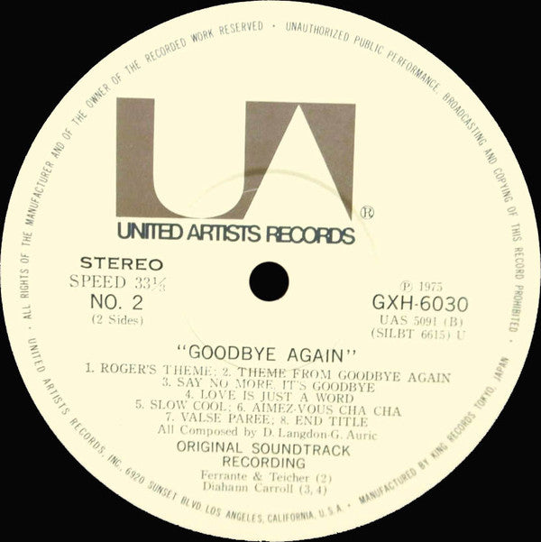 Georges Auric - Goodbye Again (Original Motion Picture Score) = さよな...