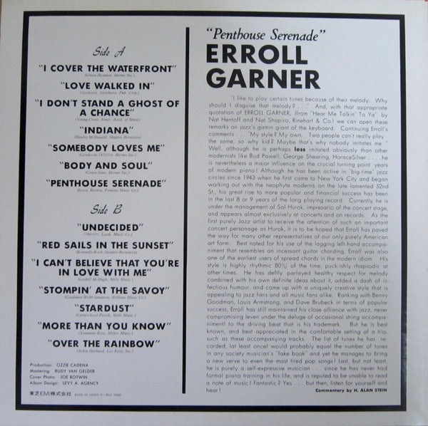 Erroll Garner - Penthouse Serenade (LP, Album, Promo)