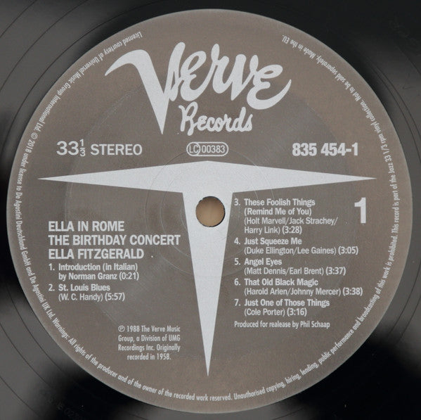 Ella Fitzgerald - Ella In Rome (The Birthday Concert)(LP, Album, RE...