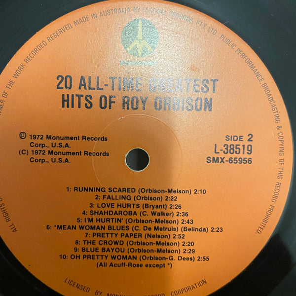 Roy Orbison - 20 All-Time Greatest Hits Of Roy Orbison (LP, Comp, RE)