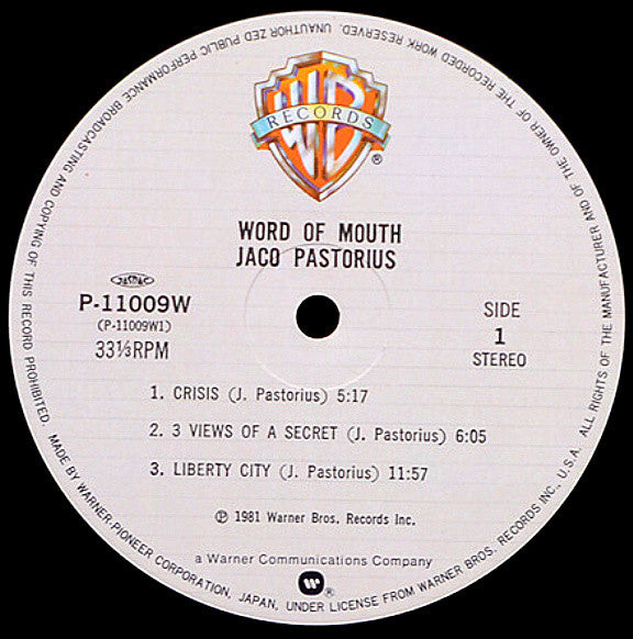 Jaco Pastorius - Word Of Mouth (LP, Album)