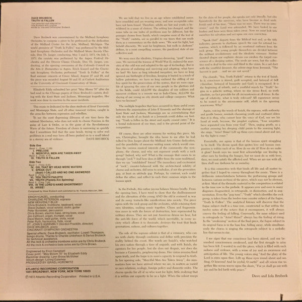 Dave Brubeck - Truth Is Fallen (LP, Album)