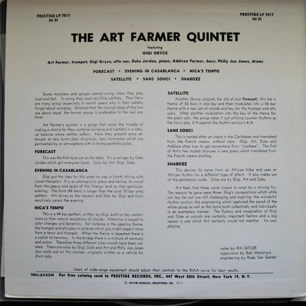 Art Farmer Quintet - Art Farmer Quintet Featuring Gigi Gryce(LP, Mo...