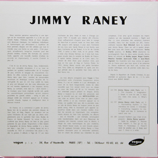 Jimmy Raney Quartet - Jimmy Raney Quartet Visits Paris(10", Album, ...