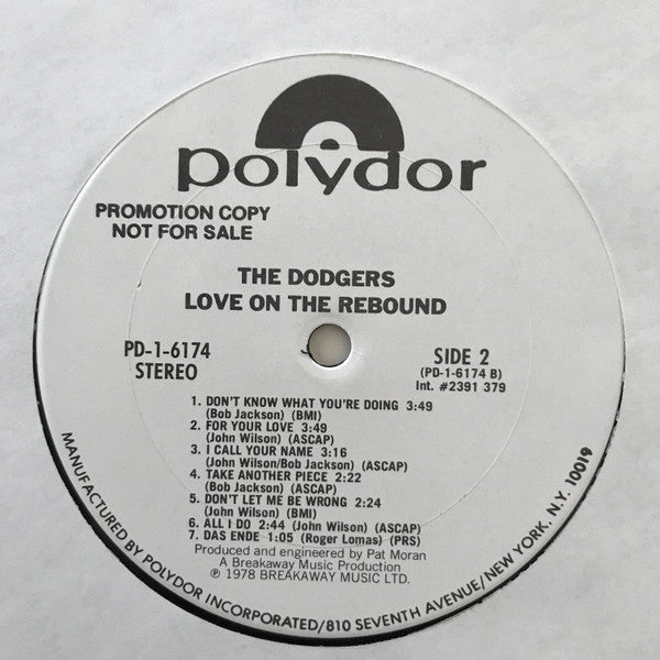 The Dodgers - Love On The Rebound (LP, Album, Promo, San)