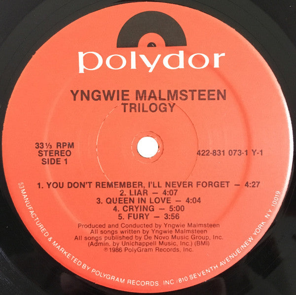 Yngwie J. Malmsteen* - Trilogy (LP, Album, Hau)