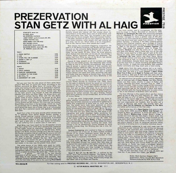 Stan Getz - Prezervation (LP, Album, Mono, Ltd, RE)