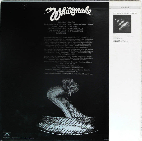 Whitesnake - Ready An' Willing (LP, Album, Promo)