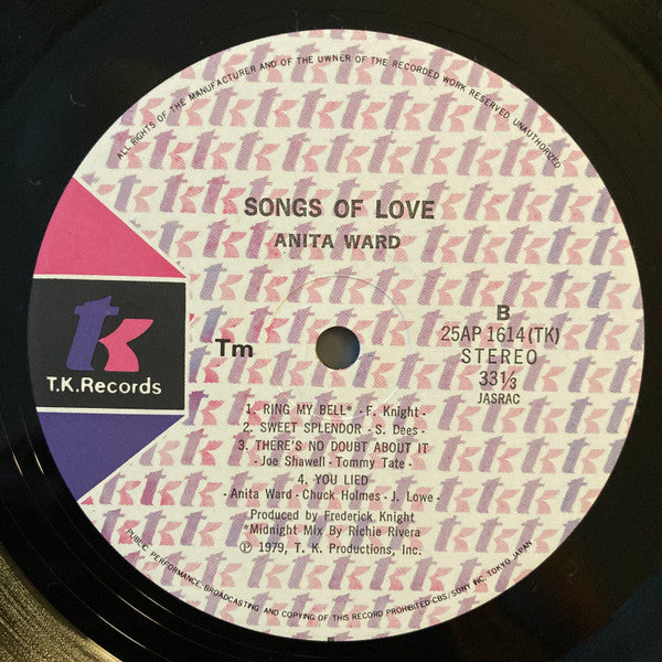 Anita Ward = アニタ・ワード* - Songs Of Love = ソングス・オブ・ラブ (LP, Album)