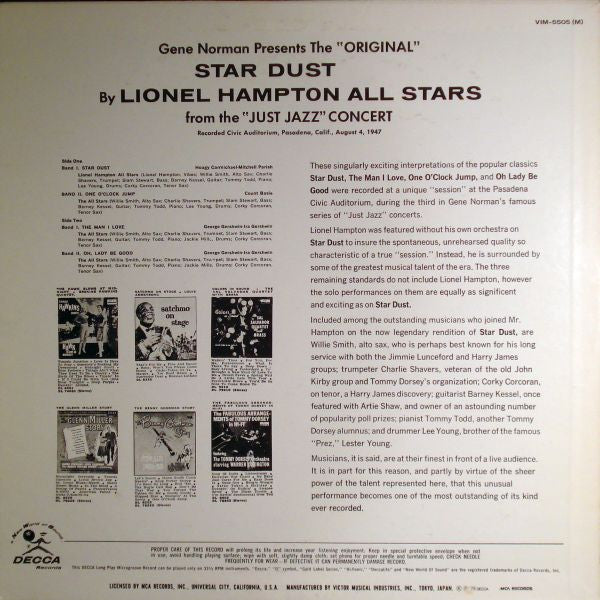 Lionel Hampton - The ""Just Jazz"" Concert(LP, Album, Mono)