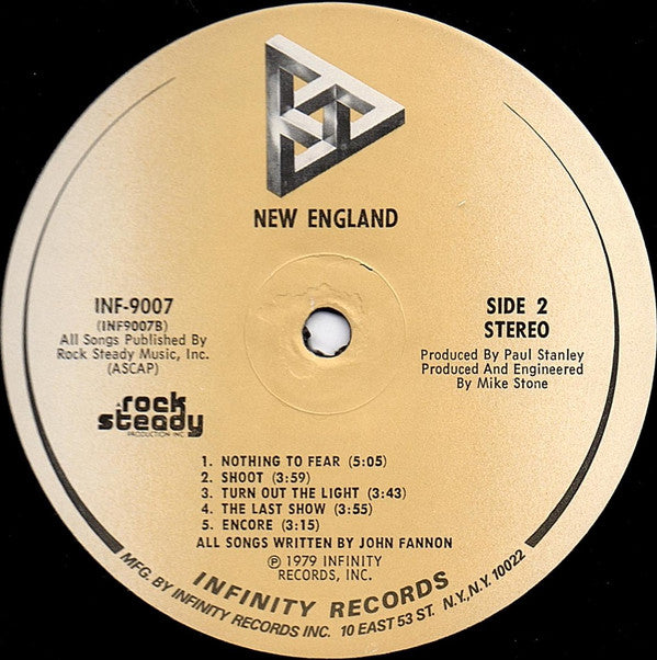 New England - New England (LP, Album, Pin)