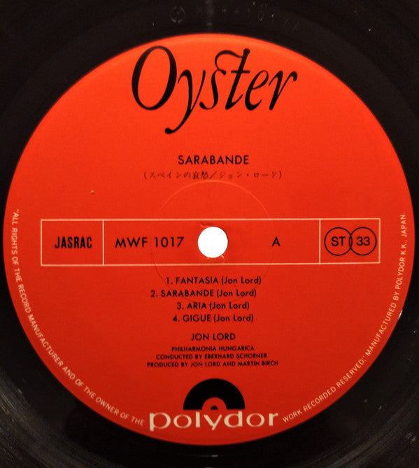 Jon Lord - Sarabande (LP, Album)