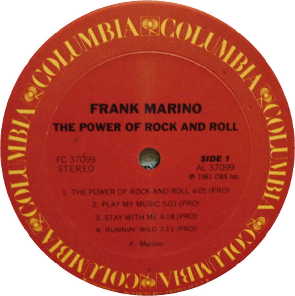 Frank Marino - The Power Of Rock And Roll (LP, Album, Pit)