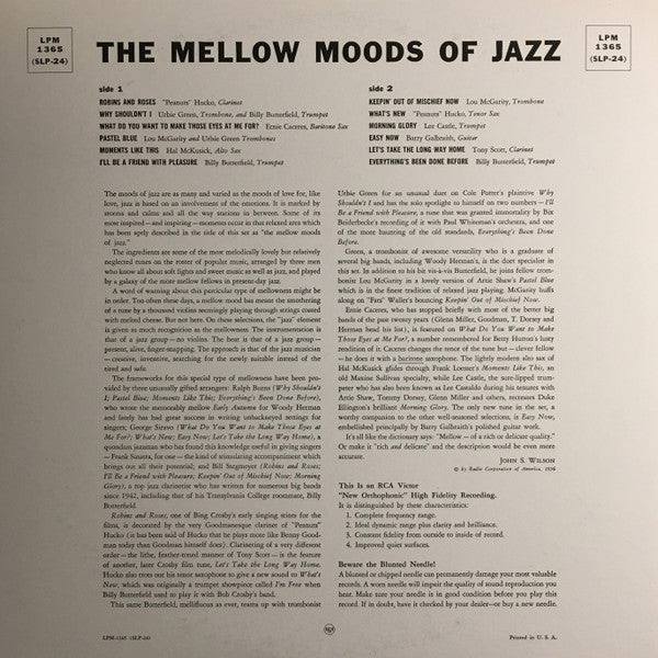 The Mellow Moods (2) - The Mellow Moods Of Jazz (LP, Album, Mono)