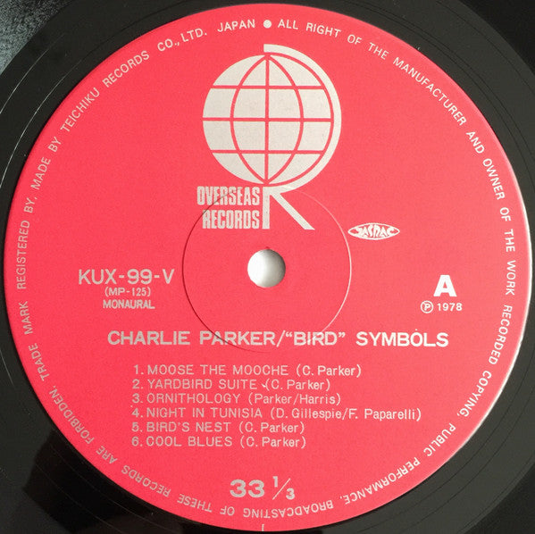 Charlie Parker - ""Bird"" Symbols (LP, Comp, Mono, RE, Red)