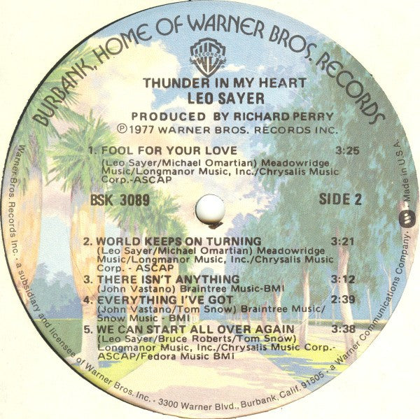 Leo Sayer - Thunder In My Heart (LP, Album, Gol)