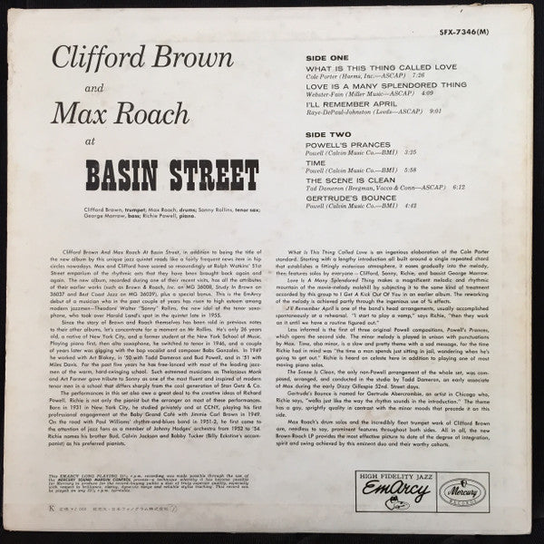 Clifford Brown And Max Roach - At Basin Street (LP, Album, Mono)