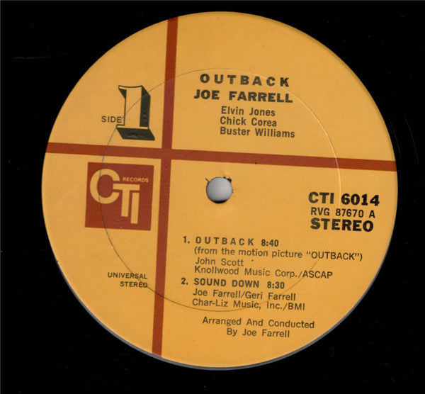 Joe Farrell - Outback (LP, Album, Gat)