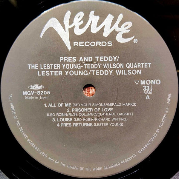 The Lester Young-Teddy Wilson Quartet - Pres And Teddy(LP, Album, M...