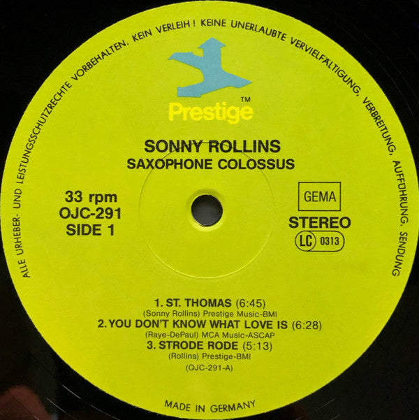 Sonny Rollins - Saxophone Colossus (LP, Album, Mono, RE, RM)