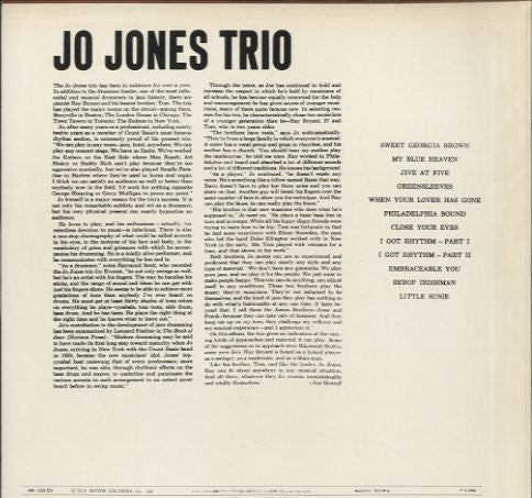 The Jo Jones Trio - Jo Jones Trio (LP, Album, Mono)