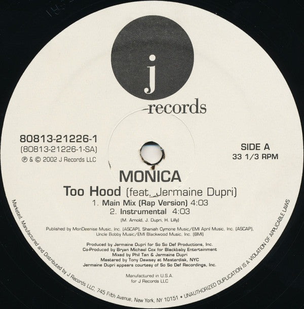Monica - Too Hood (12"")