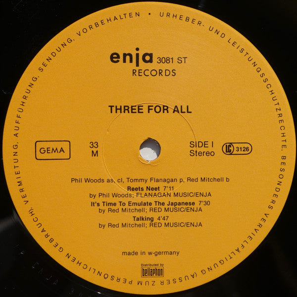 Phil Woods / Tommy Flanagan / Red Mitchell - Three For All (LP, Album)