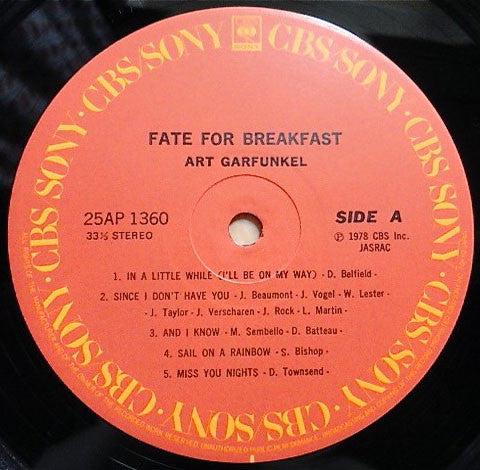 Art Garfunkel - Fate For Breakfast (LP, Album)