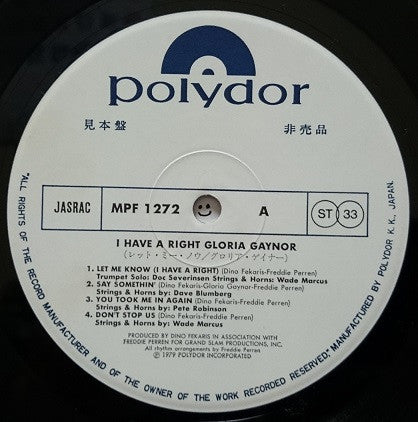 Gloria Gaynor - I Have A Right (LP, Album, Promo)