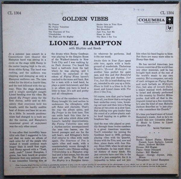 Lionel Hampton - Golden Vibes (LP, Album, Mono)