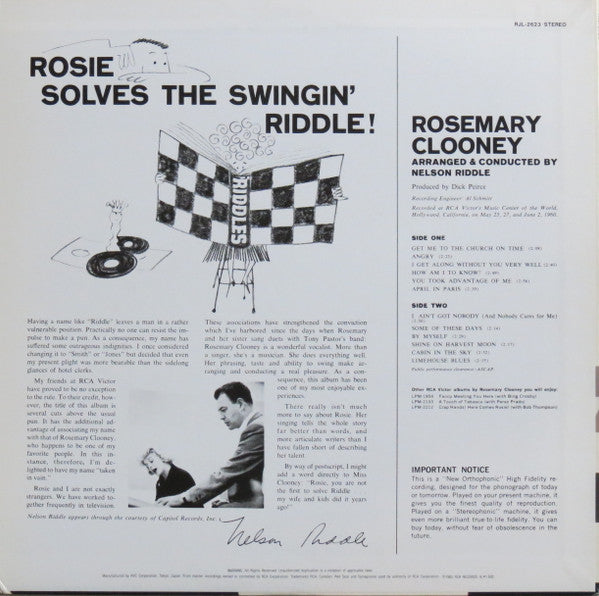 Rosemary Clooney - Rosie Solves The Swingin' Riddle!(LP, Album)