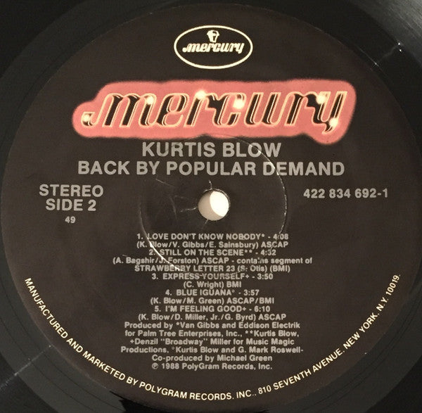 Kurtis Blow - Back By Popular Demand (LP, Album)