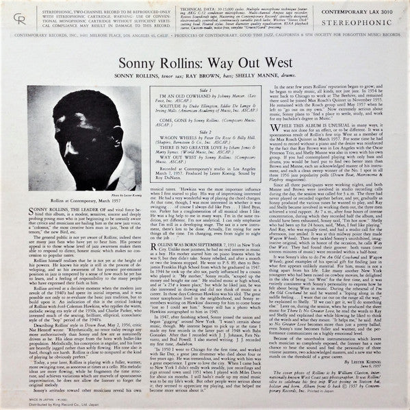 Sonny Rollins - Way Out West = ウエイ・アウト・ウエスト(LP, Album, Ltd, RE)