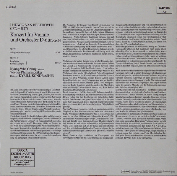 Ludwig van Beethoven - Violinkonzert D-Dur, Op. 61(LP)