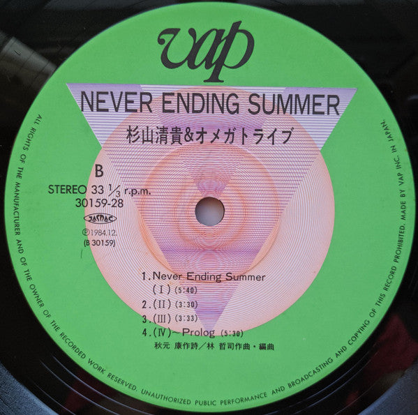 S. Kiyotaka & Omega Tribe - Never Ending Summer (LP, Album)