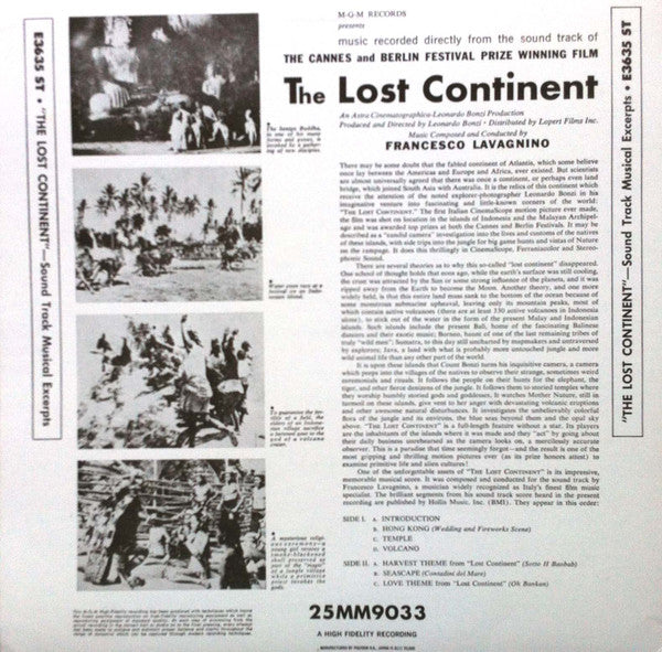 Francesco Lavagnino* - The Lost Continent (LP, Mono)