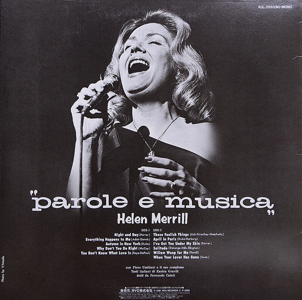Helen Merrill - Parole E Musica (LP, Album, Mono, RE)