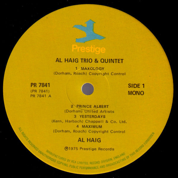 Al Haig - Trio And Quintet! (LP, Comp, Mono, RM)