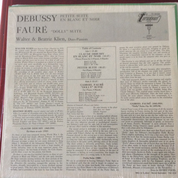 Claude Debussy - Petite Suite / En Blanc Et Noir / ""Dolly"" Suite(LP)