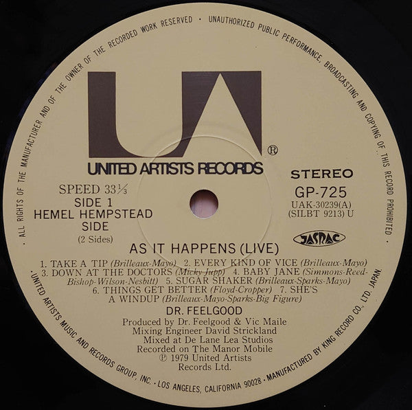 Dr. Feelgood - As It Happens  (LP, Album + 7"", EP, Ltd)