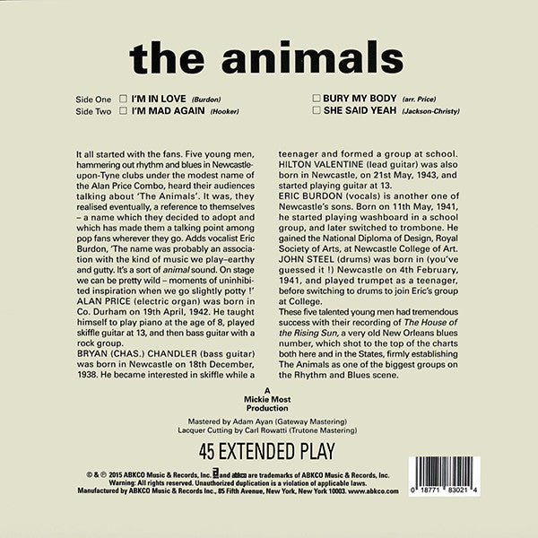 The Animals - The Animals (10"", EP, RSD, Mono, Ltd, RE)