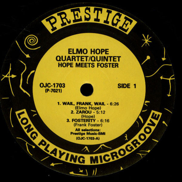 Elmo Hope Quartet - Hope Meets Foster(LP, Album, Ltd, RE, RM)