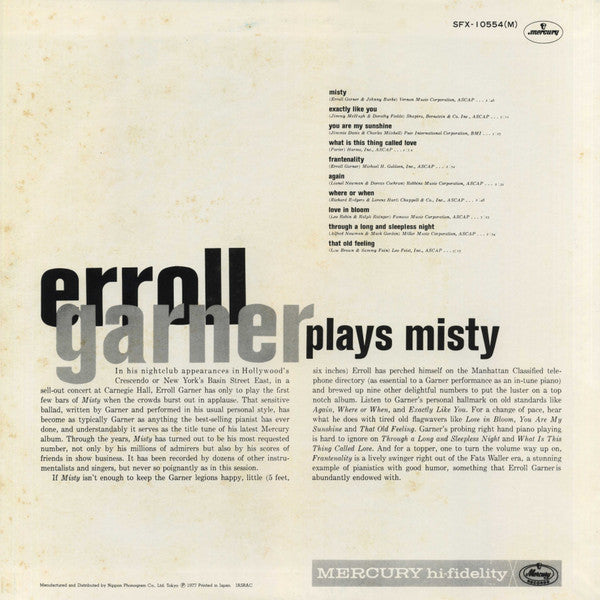 Erroll Garner - Erroll Garner Plays Misty (LP, Album, Mono, RP)