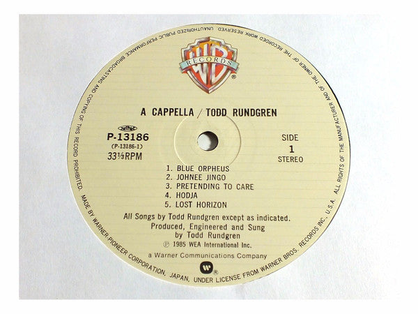 Todd Rundgren - A Cappella (LP, Album)