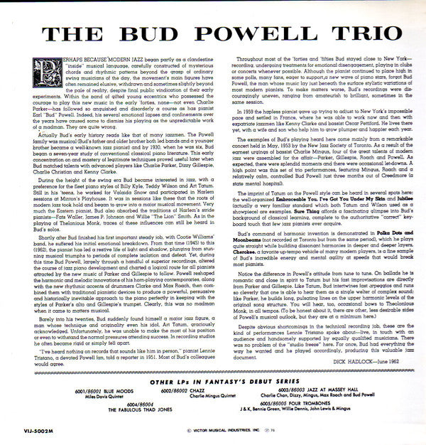 The Bud Powell Trio - The Bud Powell Trio (LP, Album, Mono, RE)