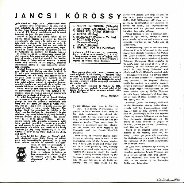 Jancsi Körössy* - Seria Jazz Nr. 1 (10"", Mono, RE)
