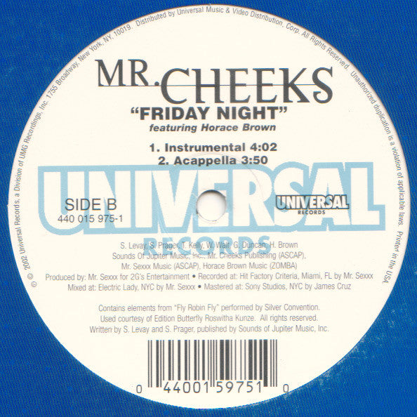 Mr. Cheeks - Friday Night (12"", Single)