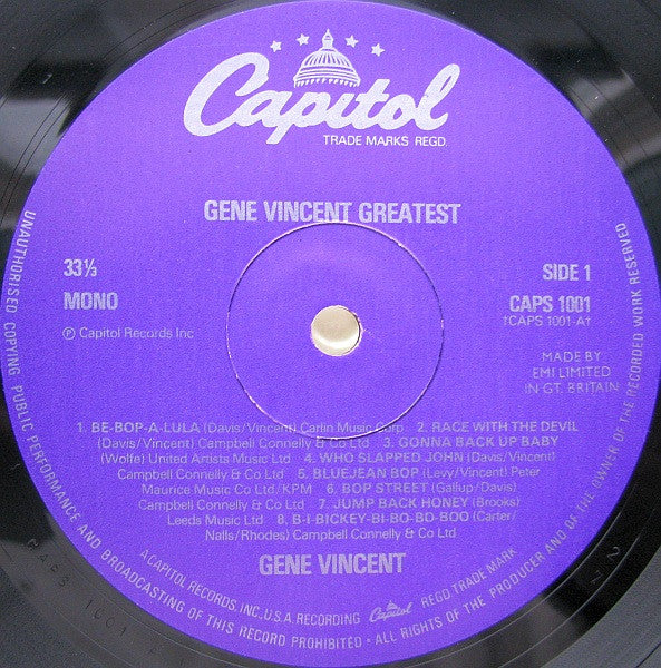 Gene Vincent - Gene Vincent Greatest (LP, Comp, Mono)